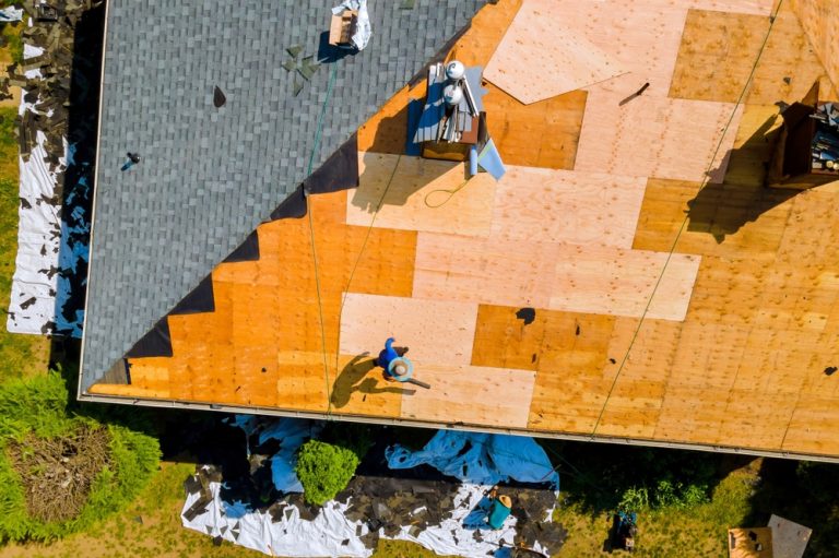 Roof,Repair,By,Replacing,Old,Asphalt,Bitumen,Shingles